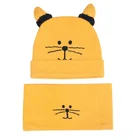 Fashionable cute children's beanie knit warm hat custom with scarf