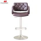 lozenge line armrest high back chrome base square footrest bar stool
