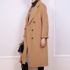 Long Oversize Wool Coats Hand Stitch Double Breasted Camel Color Coat for Women