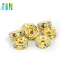 Gold Rondelle Rhinestone Charms Crystal Spacer Beads For Jewelry Bracelets Making