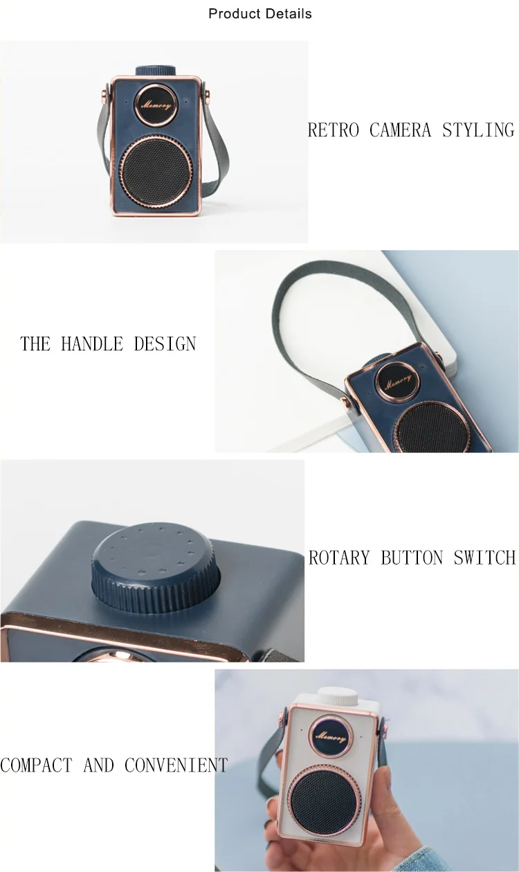 Creative retro camera mini speaker outdoor portable mobile phone wireless blue the tooth speaker - ANKUX.COM