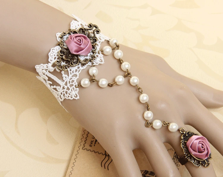 Lace female jewelry chain bracelet with ring