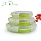 Wholesale Eco-friendly Easy Cleaning Rubber Folding Storage Silicone leakproof bento lunch box container