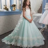 Boutique Wholesale Junior Party Dresses Children Girls Wedding Kids Party Wear Frocks Lace Bridesmaid Blue Dress