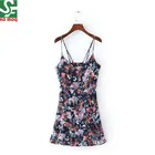 Alibaba Elegant Floral Print Strap Deep V Neck Backless Flower Girl Beach Dresses Ladies Maxi Dress