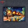 Frameless Paint On Canvas Wall Pictures For Living Room Wall Art Home Decor Rain Street