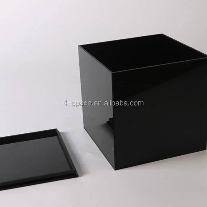 acrylic black keepsakes decorated gift cube boxes with lid