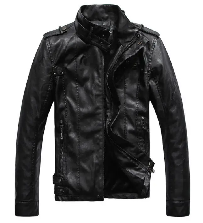 2014 New Fashion Brand Motorcycle Pu Leather Clothing ,Men'S Leather Jacket,Black And Brown XXL XXXXL Free Shipping Q555