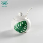 High quality multi-purpose heat resistant white ceramic soup pot with lid and spoon