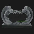 black stone angel statue design granite tombstone