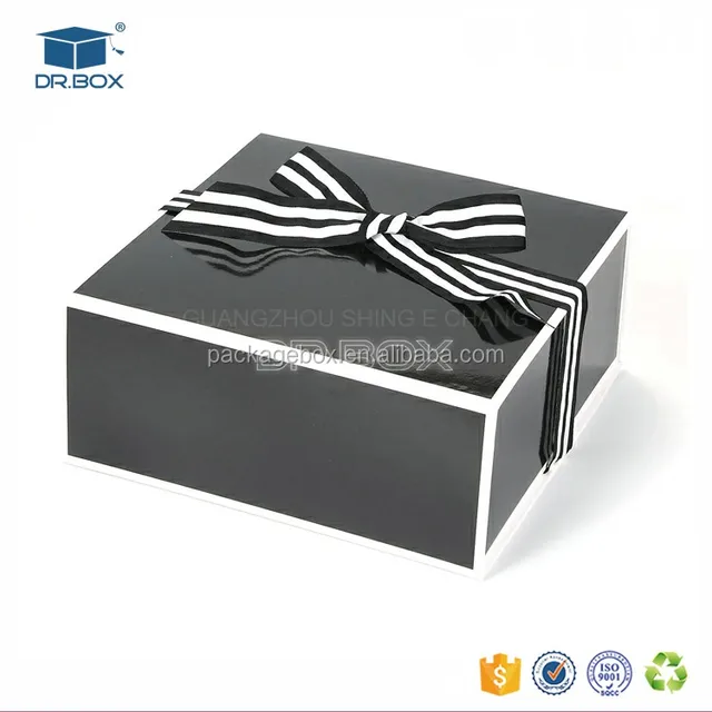 grade foldable wallet packaging box, black folding wallet gift