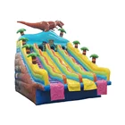 New design dinosaur largest waved inflatable water slide with double inflatable slip n slide for sale