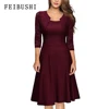 FEIBUSHI Women's Elegant Summer Lace Sleeve Tunic Pin Up Vintage Work Office Casual Party A Line Cocktail Swing Dress plus size