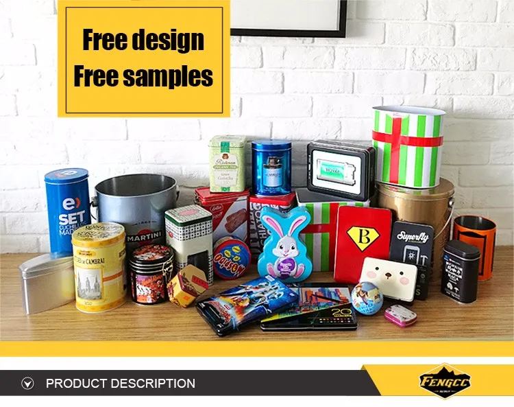 tin container color print metal rectangle coffee food tin box