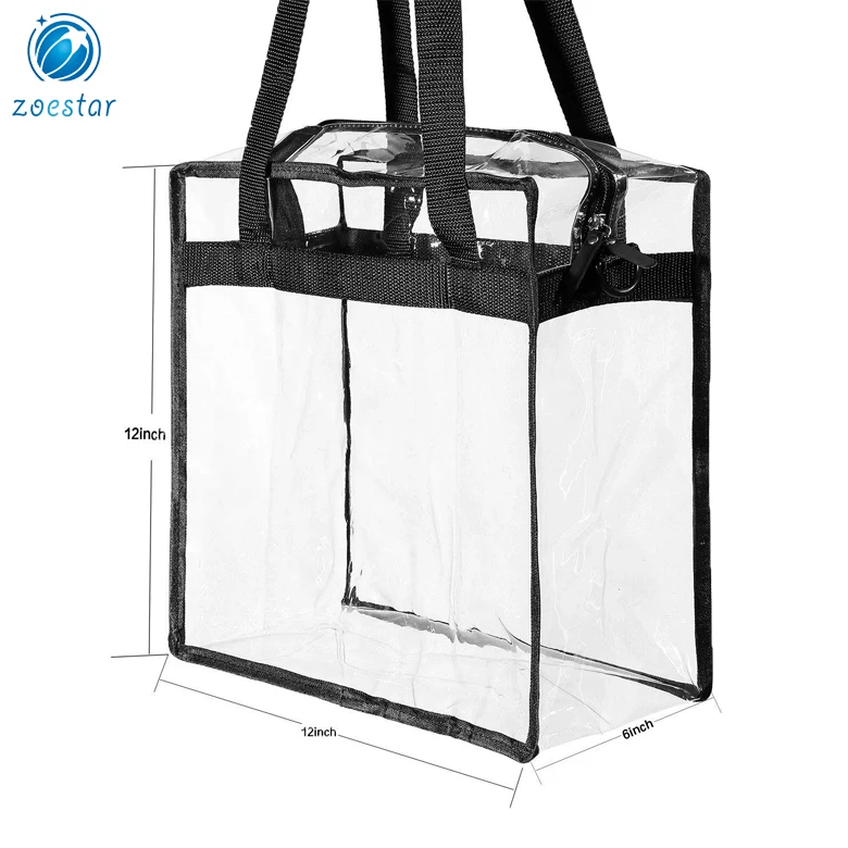 The Clear Tote with Zipper Closure is Perfect for Work, Sports Games Cross-Body Messenger Shoulder Transparent Bag