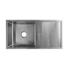 custom size handmade stainless steel single bowl with drain board kitchen sink
