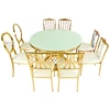 New arrival Wholesale cheap glass round dinning table set gold stainless steel dining table and chair for sale