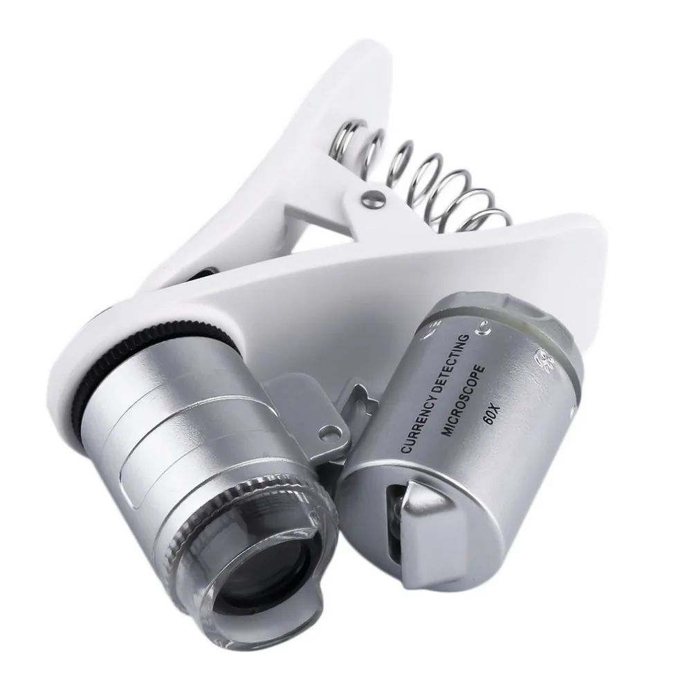 Wholesale 9882W 60X Magnifying Universal Mobile Phone LED Microscope Magnifier with Clip