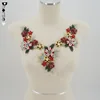 High quality luxury multi color embroidery rhinestone/crystal beads/pearl beaded collar applique flowers