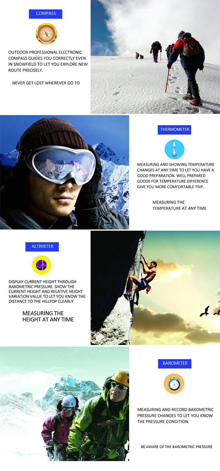 Digital outdoor sport watches for men military compass thermometer wristwatches