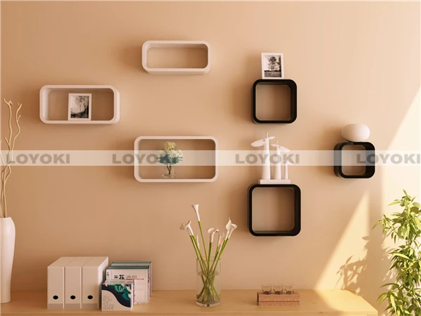 stylish wooden shelves design black white color cosmos cube shelf