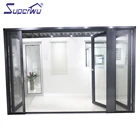 Showroom used lowes glass interior aluminum folding door with retractable flyscreen