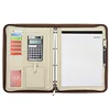 A4 multi-functional folder zipper bag business manager contract clip leather cover ring binder file folder with calculator