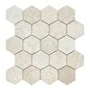 hexagonal beige natural stone tiles for kitchen backsplash