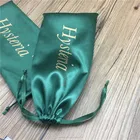 Dark green satin makeup drawstring gift bags