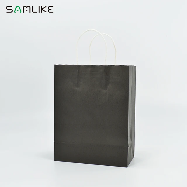hot sale black kraft paper shopping carrier bag with your logo