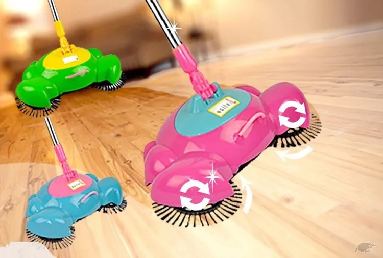 360 degree Rotation Swirl Dustpan Broom Hand Propelled Floor Sweeper