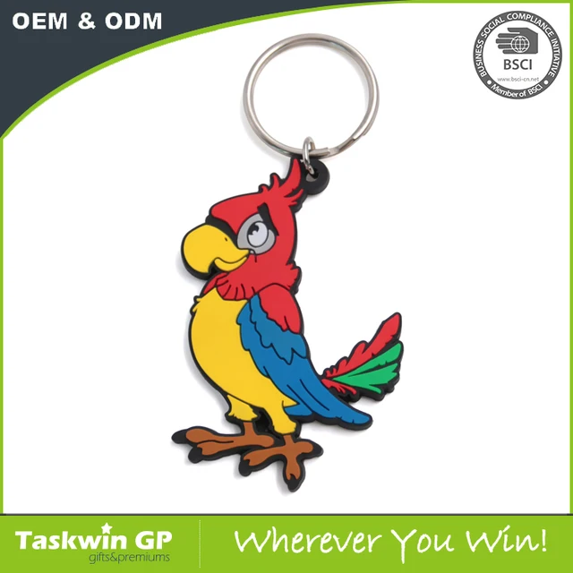 promotion gifts custom lovely parrot shape soft pvc made key