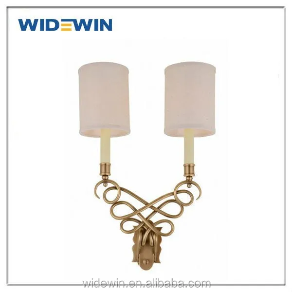 brass material fabirc lampshade double lightshade e27 hotel wall