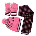 Personalized design cheap lady hat winter warm knitted muffler gloves