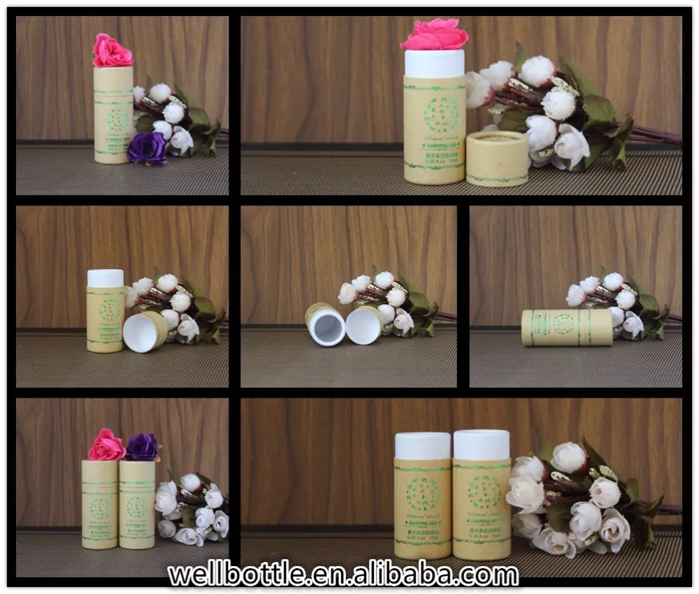 eco packaging paper jar kraft round paper cosmetic tube for lip balm deodorant lipstick PT-005Z