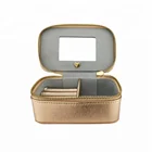 Luxury Mirror Jewelry Storage Travel Ring Case Leather Jewelry Box Organizer