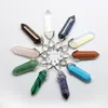 JF6718 Wholesale Gemstone double terminated pendant,crystal quartz pencil point pendant