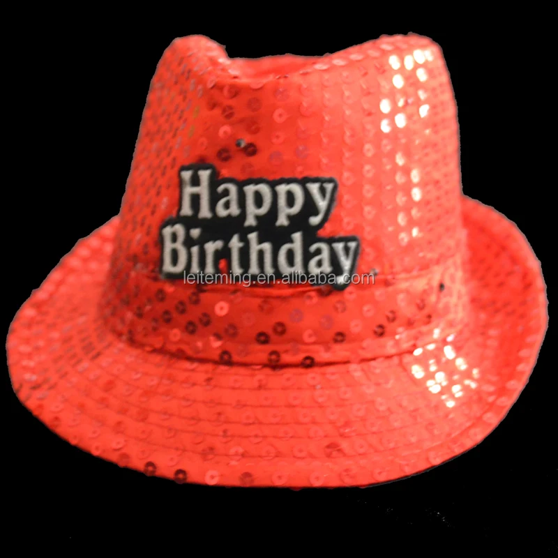 Feliz cumpleaños 9 unids LED parpadeante partido lentejuelas sombrero