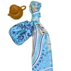 long style of length and digital printed pattern 100% pure silk satin fabric for scarf