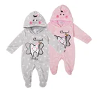 Drop Shipping Guangzhou Factory Manufacturer Pink Winter Baby Hoodie Romper Coral Fleece Infant Clothing