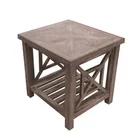 Antique Ash Wood Hollow Carved Design Wooden Small Sofa Side Coffee Table