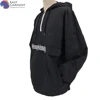 Low Price biker 3D printing 100% cotton black half zip fluorescent windbreaker with hood
