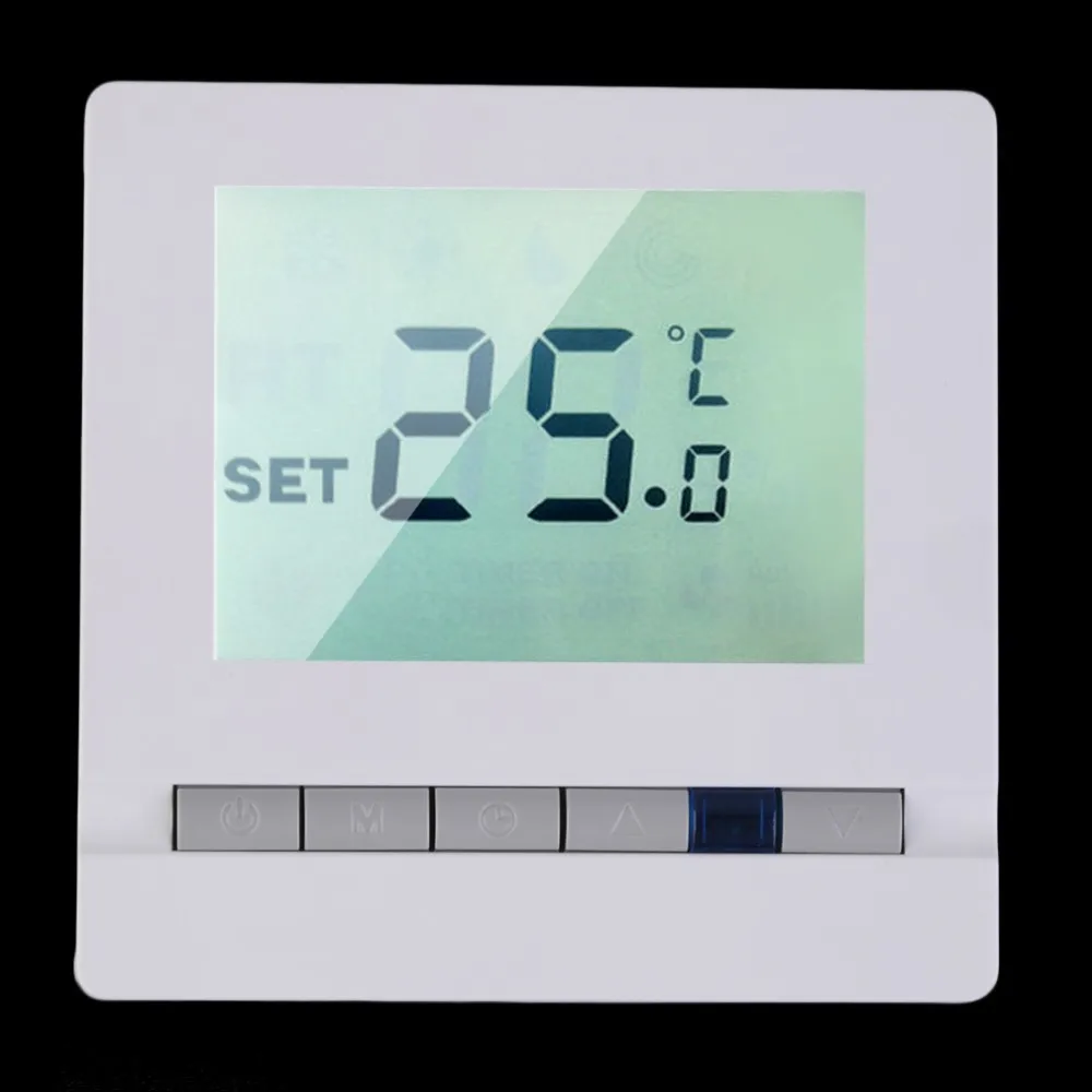 1Pc 16A/250V White LCD Display Thermostat Heat Thermostat Digital Temp Controller