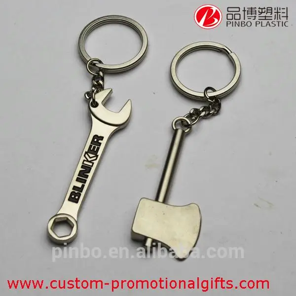 shape metal keychain,creative tool wrench spanner key chain ring