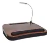 Multi Tasking Memory Foam Lap Desk with USB Light (Wood Top) | Supports Laptops Up To 15 Inches.