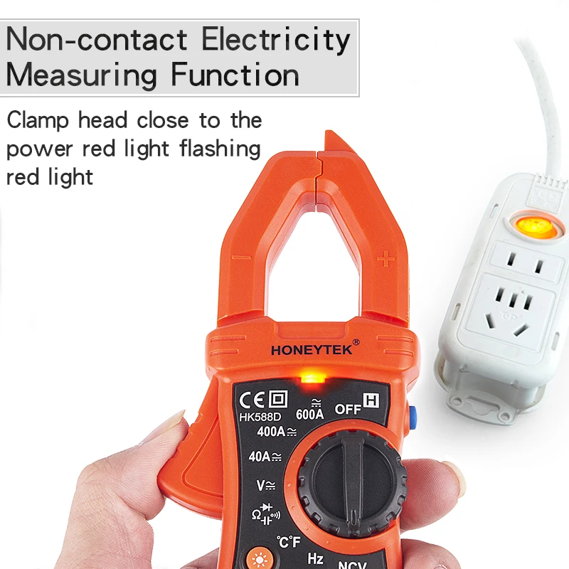 HK588D digital clamp multimeter multimetro display true RMS for accurate AC voltage current Overload protection temperature