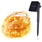 200 light christmas lights 4 colors led solar string lights copper wire fairy light holiday light decoration home ring lights