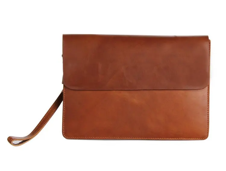ROCKCOW Handmade Genuine Leather Men Clutch Bag Fashion Leather Wallet 8038
