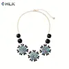 Nose pin jewelry engraved photo necklace Black Stone Sequin Flower Crystal Necklace