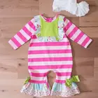Hot sale fall winter baby girls stripes ruffle onesie clothes infant toddler girl boutique rompers wholesale